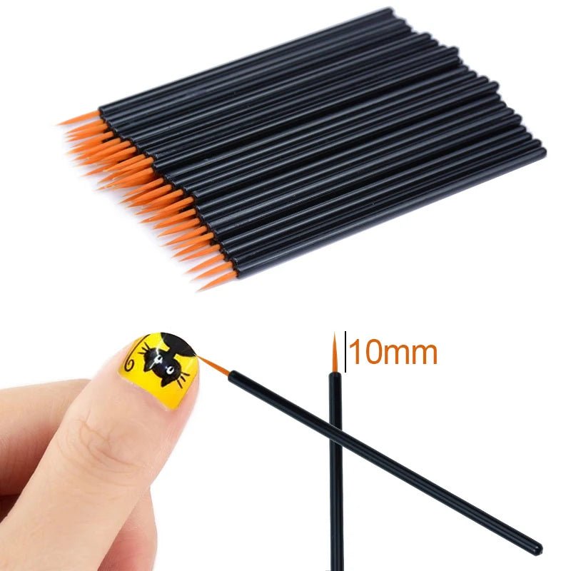 50pcs Disposable Nail Art Brush Eyeliner Eyeline Makeup Tools Manicure Painting Pen Tool Brushes - anavora