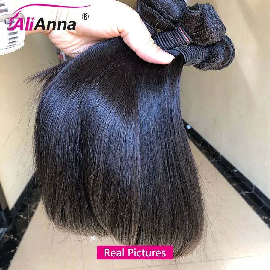 Straight Human Hair Bundles 10A Raw Hair Bundles 100% Human Hair Extensions Natural Black Brazilian Hair Weave Bundles for Women