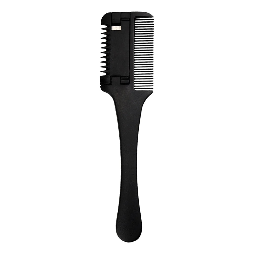 Hair Cutting Comb Black Handle Hair Brushes with Razor Blades Barber Scissors Hair Salon Thinning Hairdressing DIY Styling Tools