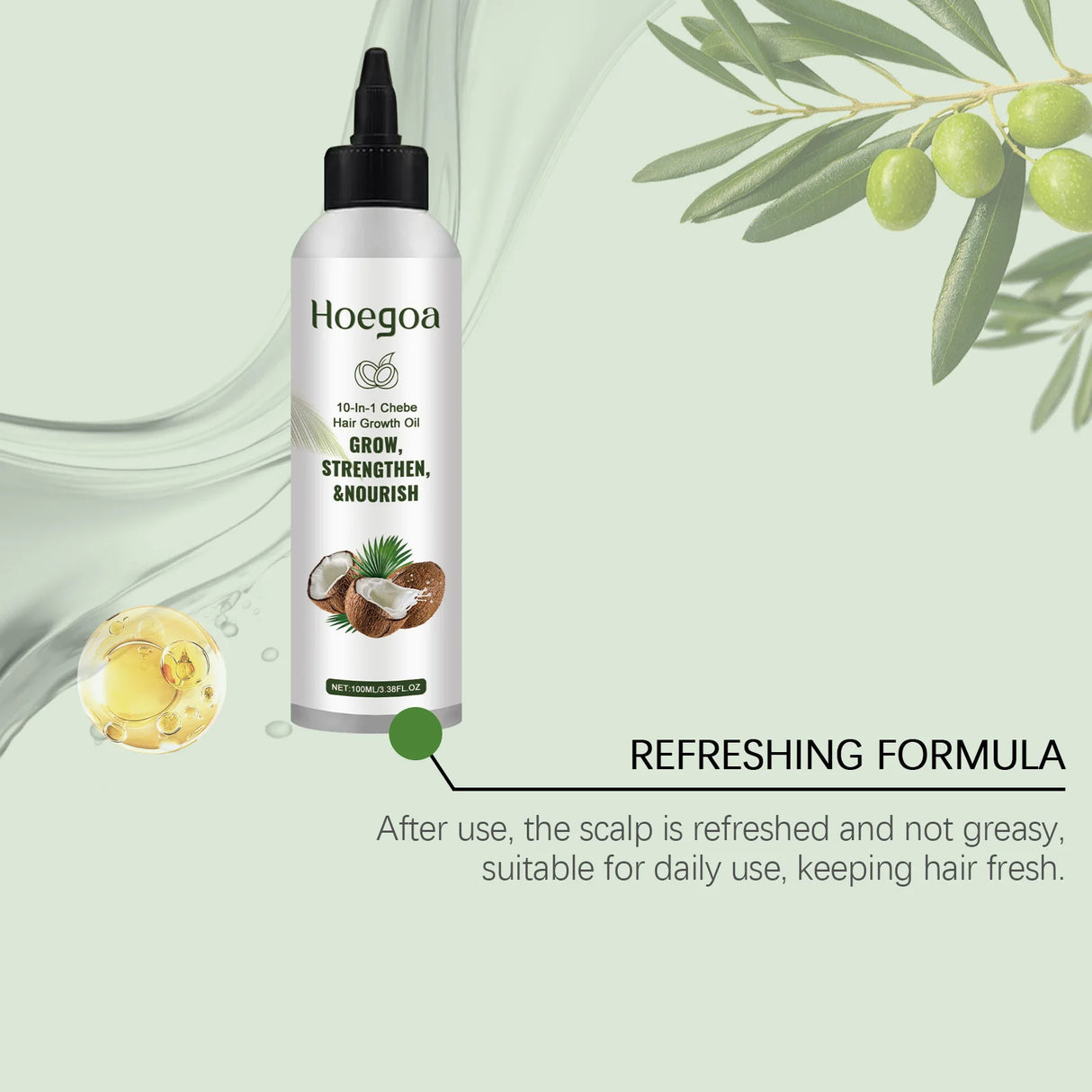 Coconut Hair Care Oil Natural Plant Essence Deeply Nourishe Hair Scalp Reduce Hair Breakage Improve Dryness Moisturize Hair Oil