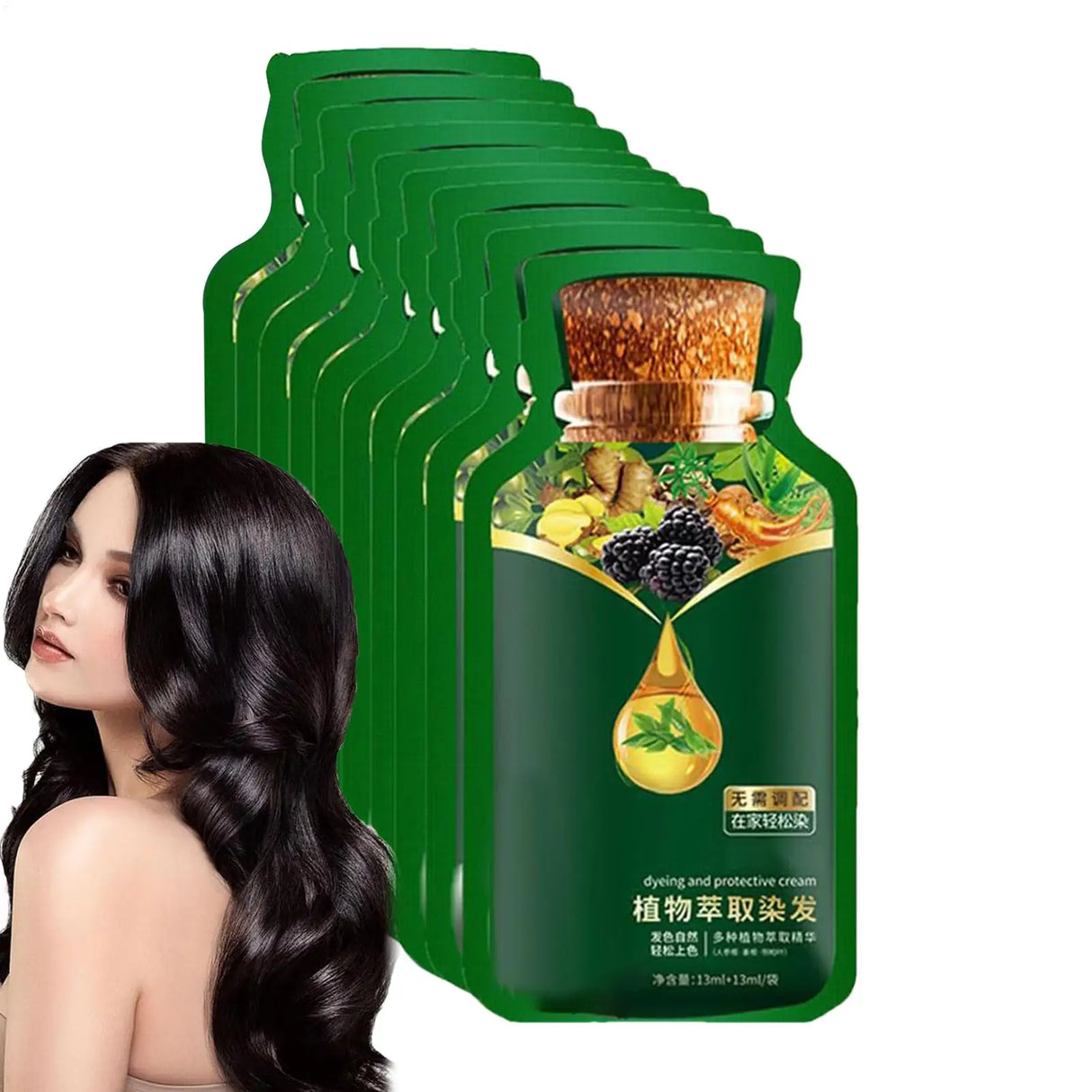 Natural Plant Herbal Hair Dye Shampoo 5 Minutes Change Hair Color Non-irritating Repairs Gray White Hair Care Products Women Men