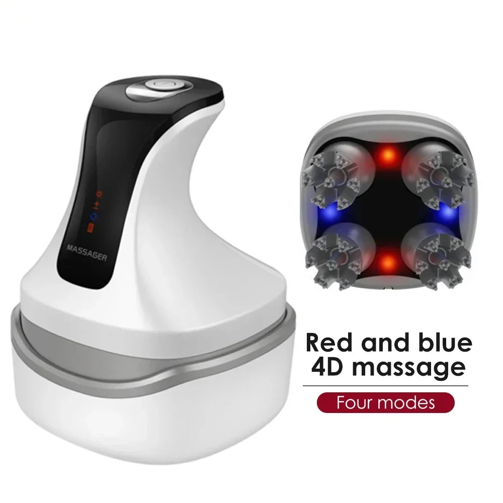 4D Electric Head Scalp Massager For Hair with 4 Kneading Massage Relax Red Light Nourishes Head Health Care IPX7 Waterproof