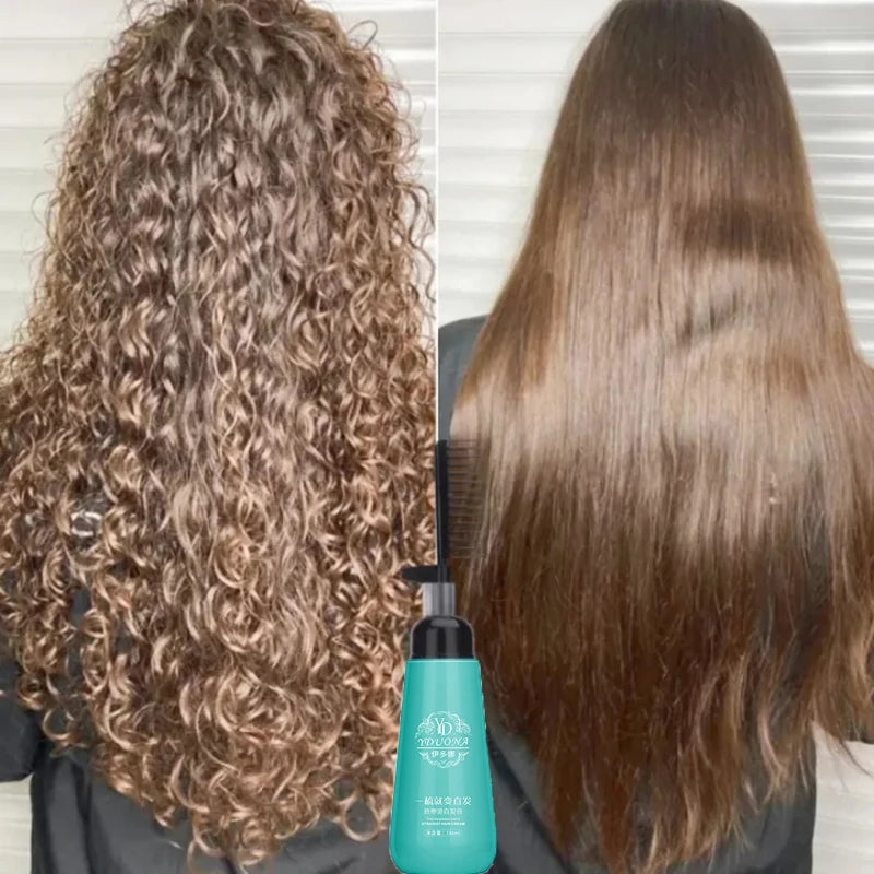 Hair Straightening Cream And Comb Set Nourishing No Hurting Repair Damaged Hair Keratin Smooth Care Improving Frizziness Ionperm