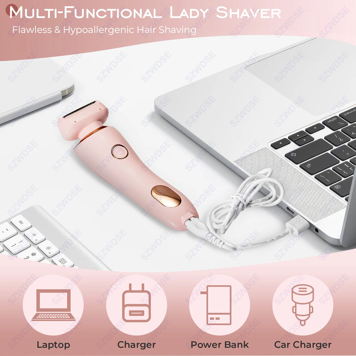 KMCE New Design Painless Hair Trimmer Facial Depiladora Epilator Hair Removal Device Waterproof Bikini Lady Shaver for Women