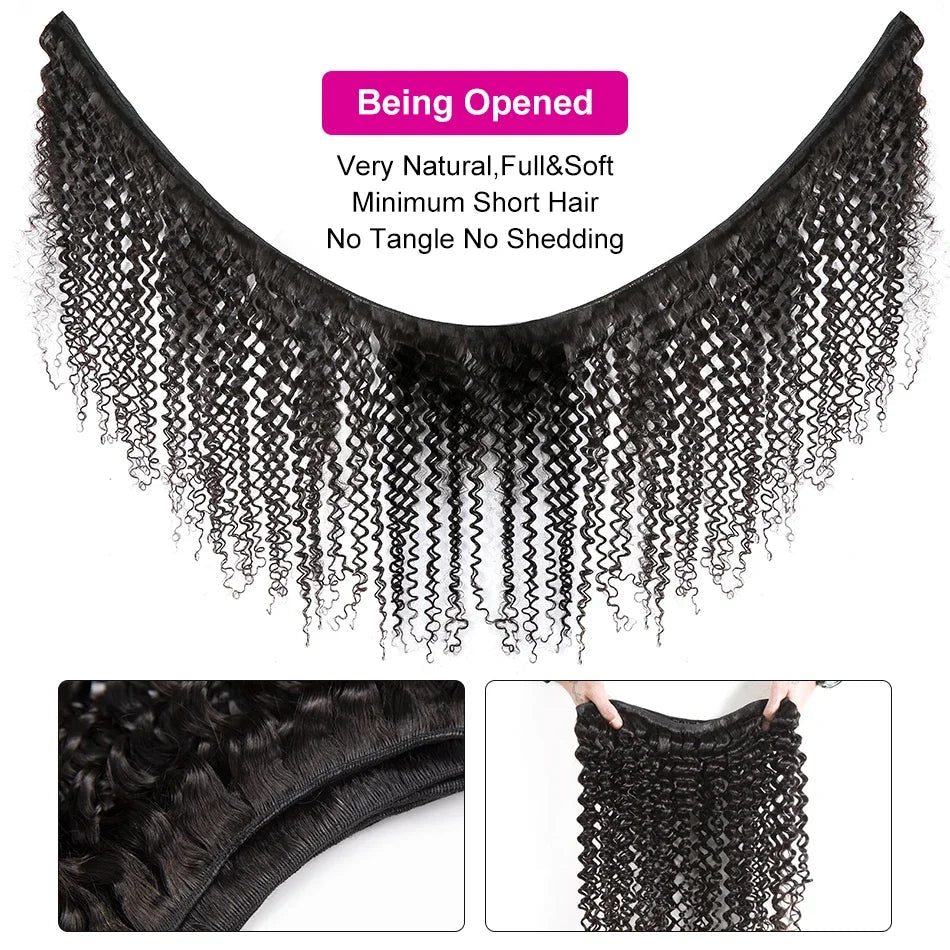 Curly Wave Human Hair Bundles Deep Curly Hair Brazilian Weaving 22 24 26 Inch 1/3 PCS Human Hair Remy Hair Extensions Natural - anavora