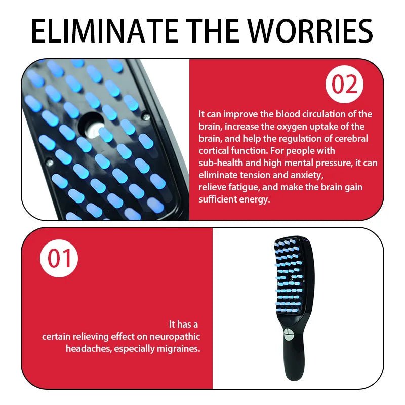 Electric Massage Comb Blue Light Red Light,Vibrating Hair Massage Scalp Brush,Spray Hair Growth Massager - anavora