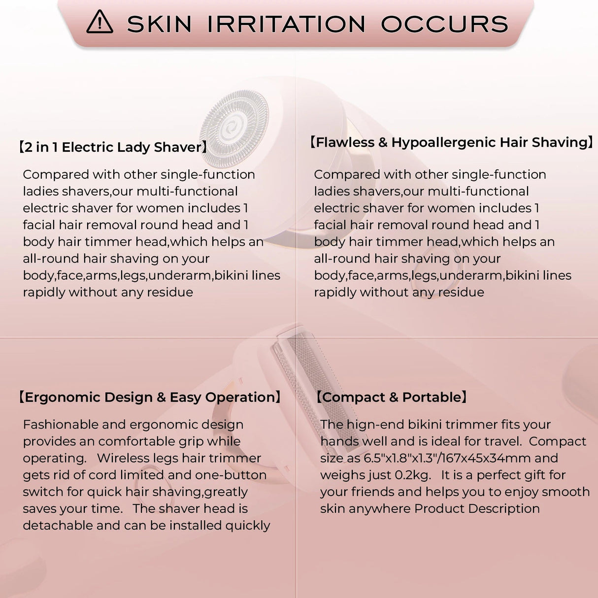 KMCE New Design Painless Hair Trimmer Facial Depiladora Epilator Hair Removal Device Waterproof Bikini Lady Shaver for Women - anavora