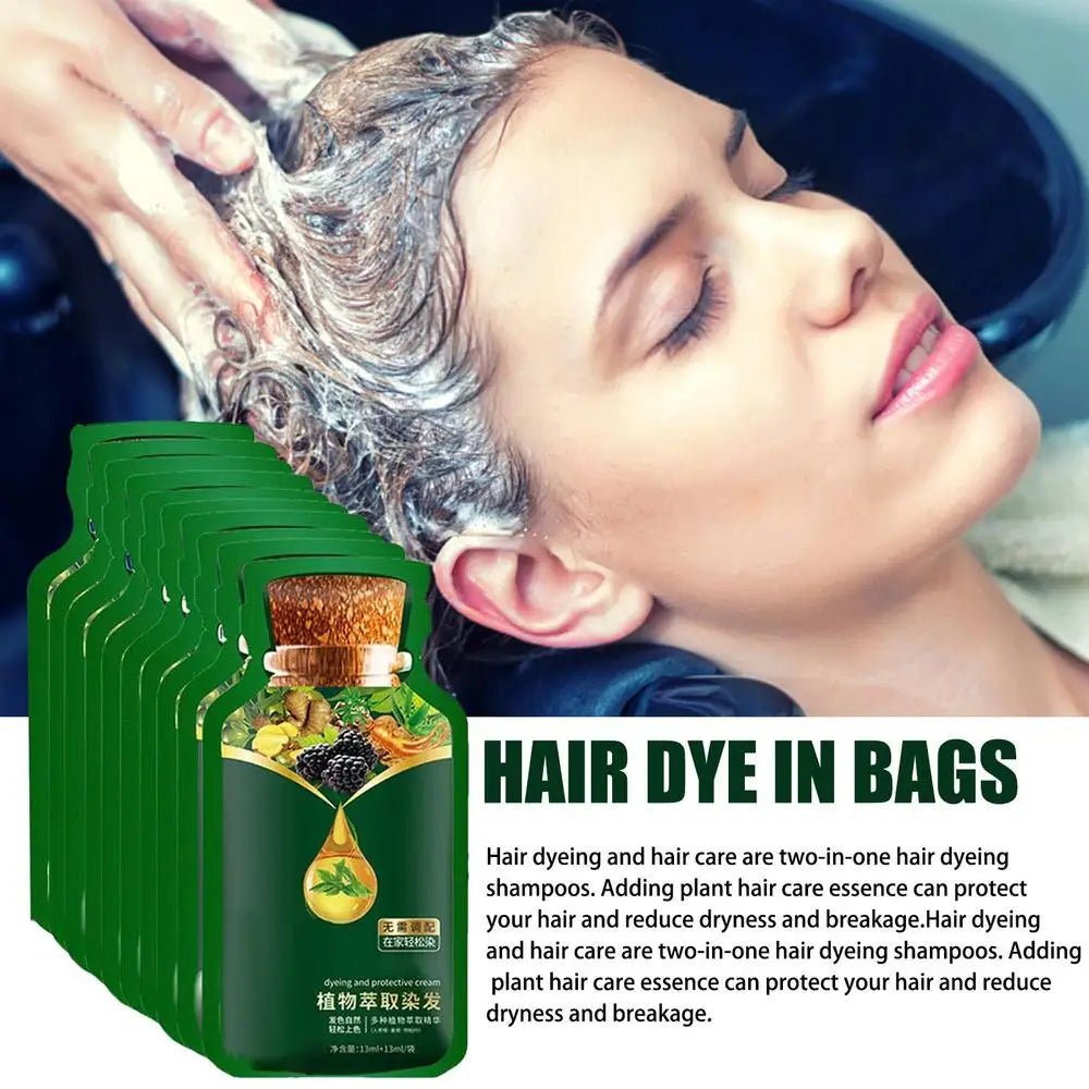 Natural Plant Herbal Hair Dye Shampoo 5 Minutes Change Hair Color Non - irritating Repairs Gray White Hair Care Products Women Men - anavora