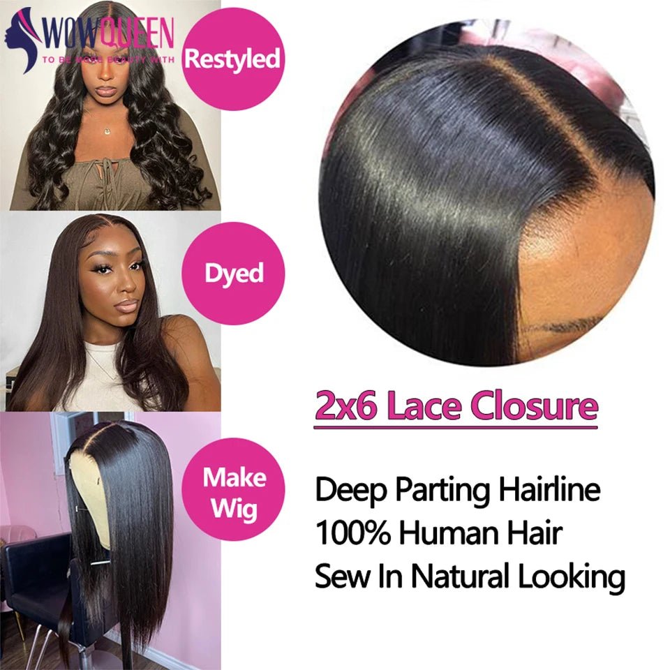 Straight Human Hair Bundles with Closure 2x6 4x4 Raw Brazilian Hair Extensions Weave 3 4 Bundles with 13x4 Transparent Frontal - anavora