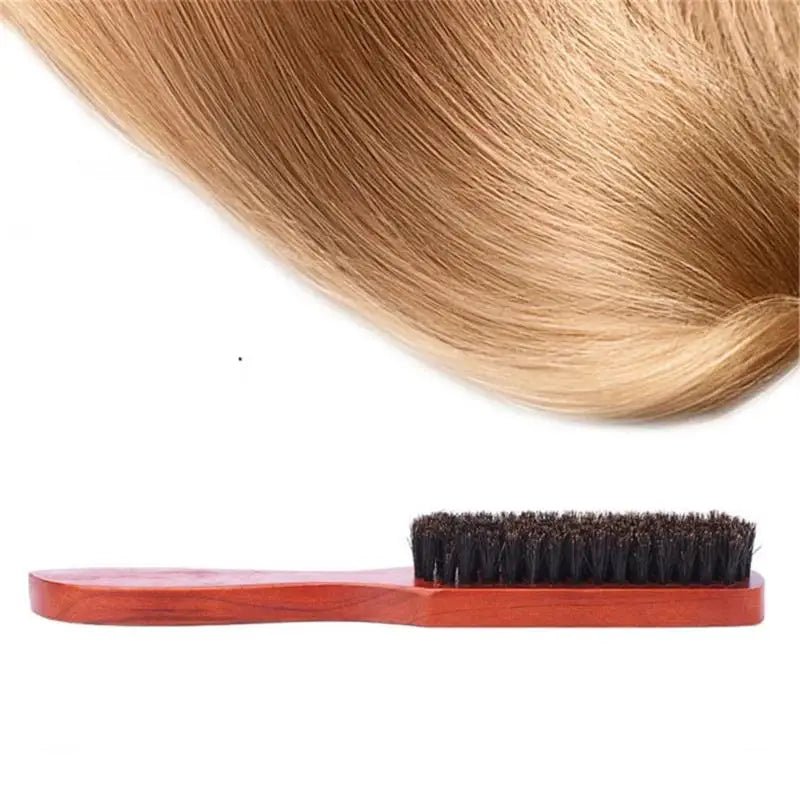 Wood Handle Hair Brush Boar Bristle Beard Comb Professional Styling Hairdressing Tools - anavora