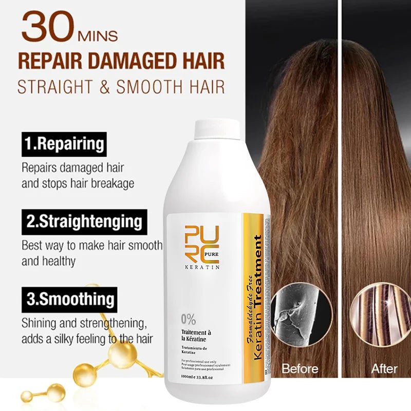 0%/5%/8%/12% Keratin Hair Straightening Treatment For Curly Frizzy Hair Smoothing Care Brazilian Keratin Salon Products 1000ml - anavora