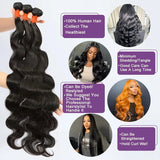 100% Human Hair Brazilian Virgin Hair Weave Body Wave Hair Bundles 3 Bundles Natural Color Remy Hair Extensions For Black Women - anavora