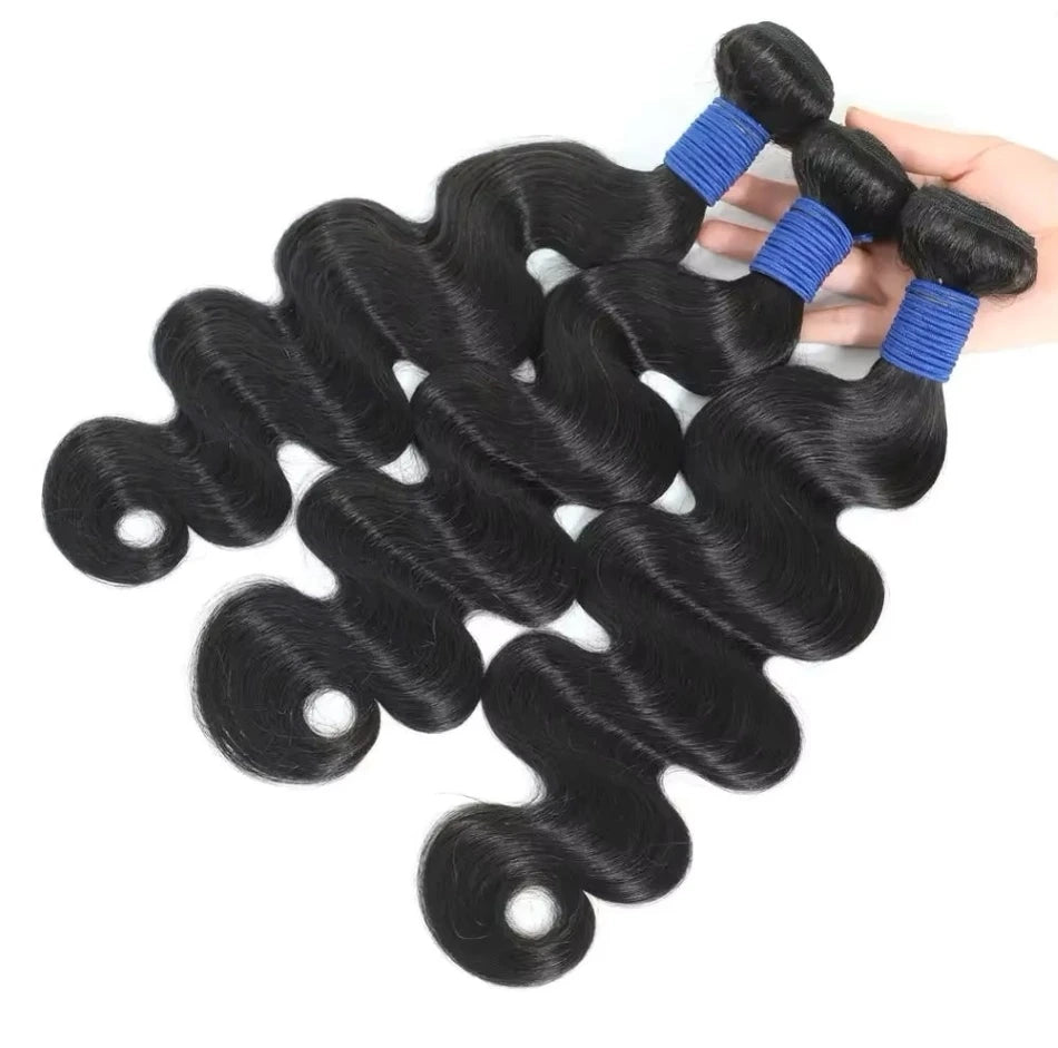 100% Human Hair Brazilian Virgin Hair Weave Body Wave Hair Bundles 3 Bundles Natural Color Remy Hair Extensions For Black Women - anavora