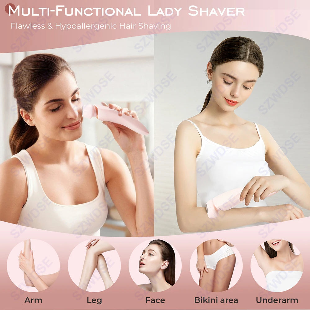 KMCE New Design Painless Hair Trimmer Facial Depiladora Epilator Hair Removal Device Waterproof Bikini Lady Shaver for Women