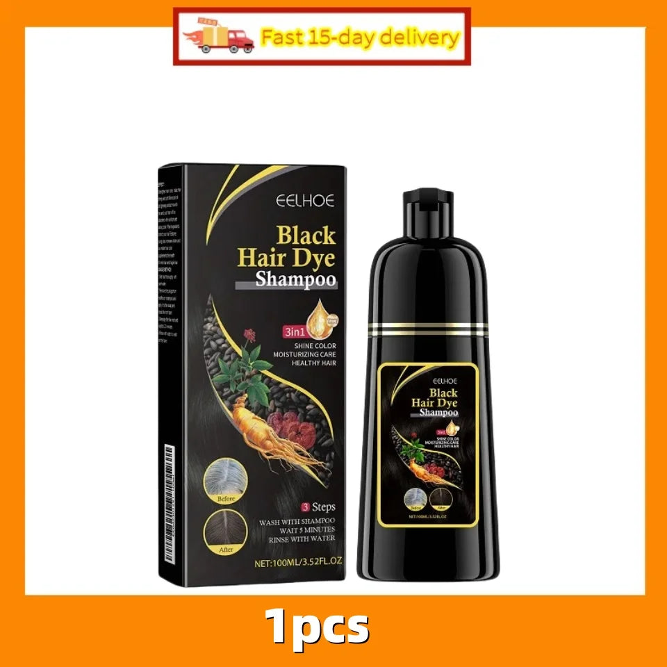 100ml Natural Herbal Hair Color Shampoo, 3 in 1 for Grain Color, Dark Brown, Black, Gray Hair. Women, Men Universal Coating Wash