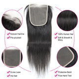 Straight Weaving Human Hair Extensions Bundles 28 30 32 Inch With 13x4 Lace Frontal Brazilian Human Weaves Hair Closure 4x4 5x5