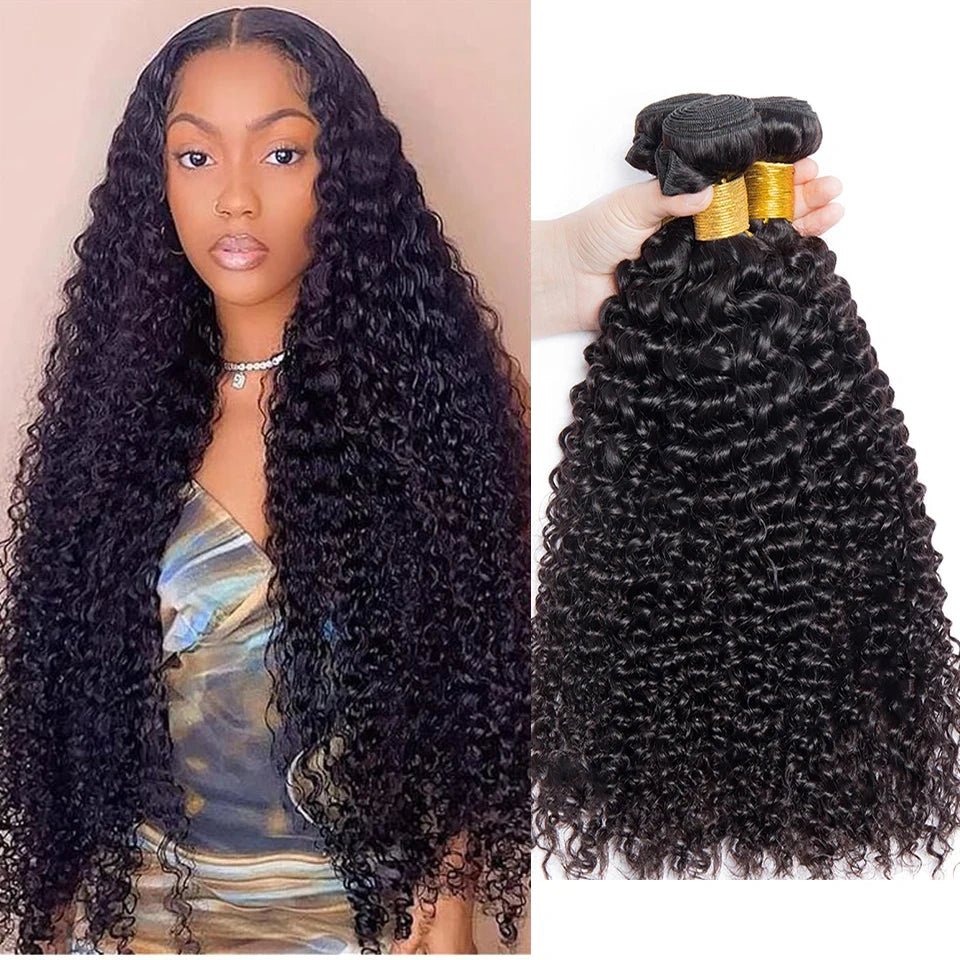 Curly Wave Human Hair Bundles Deep Curly Hair Brazilian Weaving 22 24 26 Inch 1/3 PCS Human Hair Remy Hair Extensions Natural - anavora
