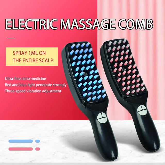 Electric Massage Comb Blue Light Red Light,Vibrating Hair Massage Scalp Brush,Spray Hair Growth Massager - anavora