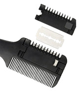 Hair Cutting Comb Black Handle Hair Brushes with Razor Blades Barber Scissors Hair Salon Thinning Hairdressing DIY Styling Tools - anavora