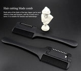 Hair Cutting Comb Black Handle Hair Brushes with Razor Blades Barber Scissors Hair Salon Thinning Hairdressing DIY Styling Tools - anavora