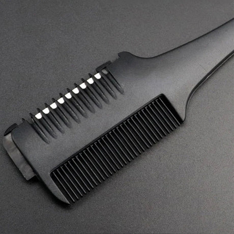 Hair Cutting Comb Black Handle Hair Brushes with Razor Blades Barber Scissors Hair Salon Thinning Hairdressing DIY Styling Tools - anavora
