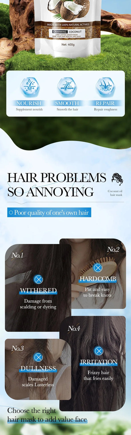 Hair Membrane Natural Repair Magical Hair Mask Prevent Dryness Split Ends Repair Damage Frizz Tangles Soft Smooth Hair Care - anavora