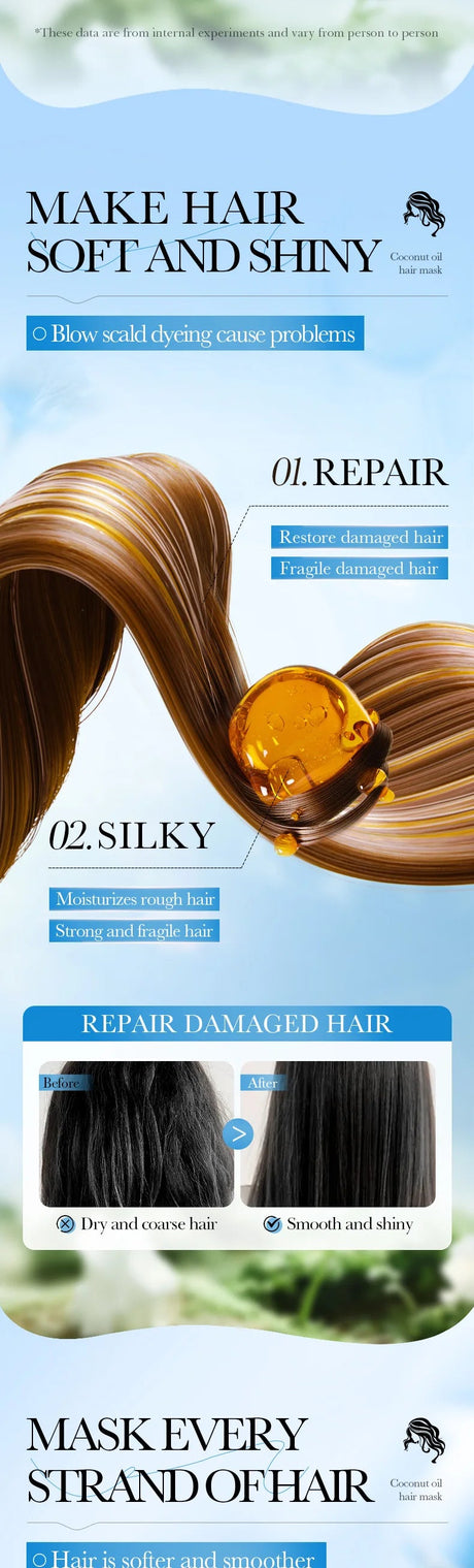 Hair Membrane Natural Repair Magical Hair Mask Prevent Dryness Split Ends Repair Damage Frizz Tangles Soft Smooth Hair Care - anavora