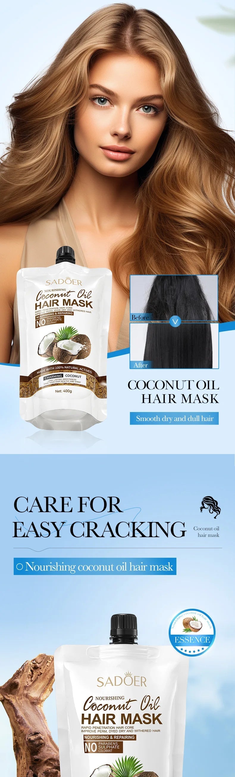 Hair Membrane Natural Repair Magical Hair Mask Prevent Dryness Split Ends Repair Damage Frizz Tangles Soft Smooth Hair Care - anavora