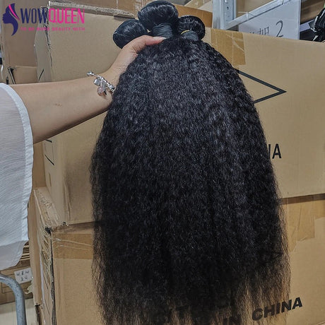 Kinky Straight Human Hair Bundles 30 32 Inch Remy Hair Extensions For Women Thick Yaki Straight Human Raw Hair Weave Bundles - anavora