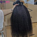 Kinky Straight Human Hair Bundles 30 32 Inch Remy Hair Extensions For Women Thick Yaki Straight Human Raw Hair Weave Bundles - anavora