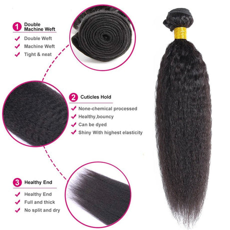 Kinky Straight Wave Brazilian Hair Bundles 1/3 Pieces Human Hair Bundles 12 - 32 Inch Remy Human Hair Extensions For Black Women - anavora