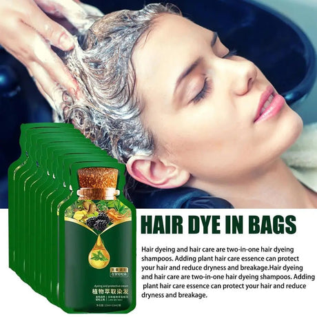 Natural Plant Herbal Hair Dye Shampoo 5 Minutes Change Hair Color Non - irritating Repairs Gray White Hair Care Products Women Men - anavora
