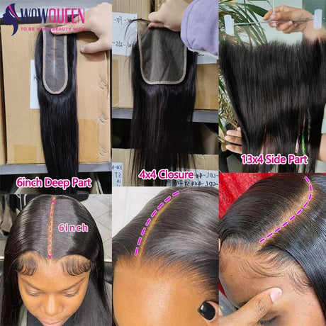 Straight Human Hair Bundles with Closure 2x6 4x4 Raw Brazilian Hair Extensions Weave 3 4 Bundles with 13x4 Transparent Frontal - anavora