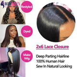 Straight Human Hair Bundles with Closure 2x6 4x4 Raw Brazilian Hair Extensions Weave 3 4 Bundles with 13x4 Transparent Frontal - anavora