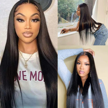 Straight Weaving Human Hair Extensions Bundles 28 30 32 Inch With 13x4 Lace Frontal Brazilian Human Weaves Hair Closure 4x4 5x5 - anavora